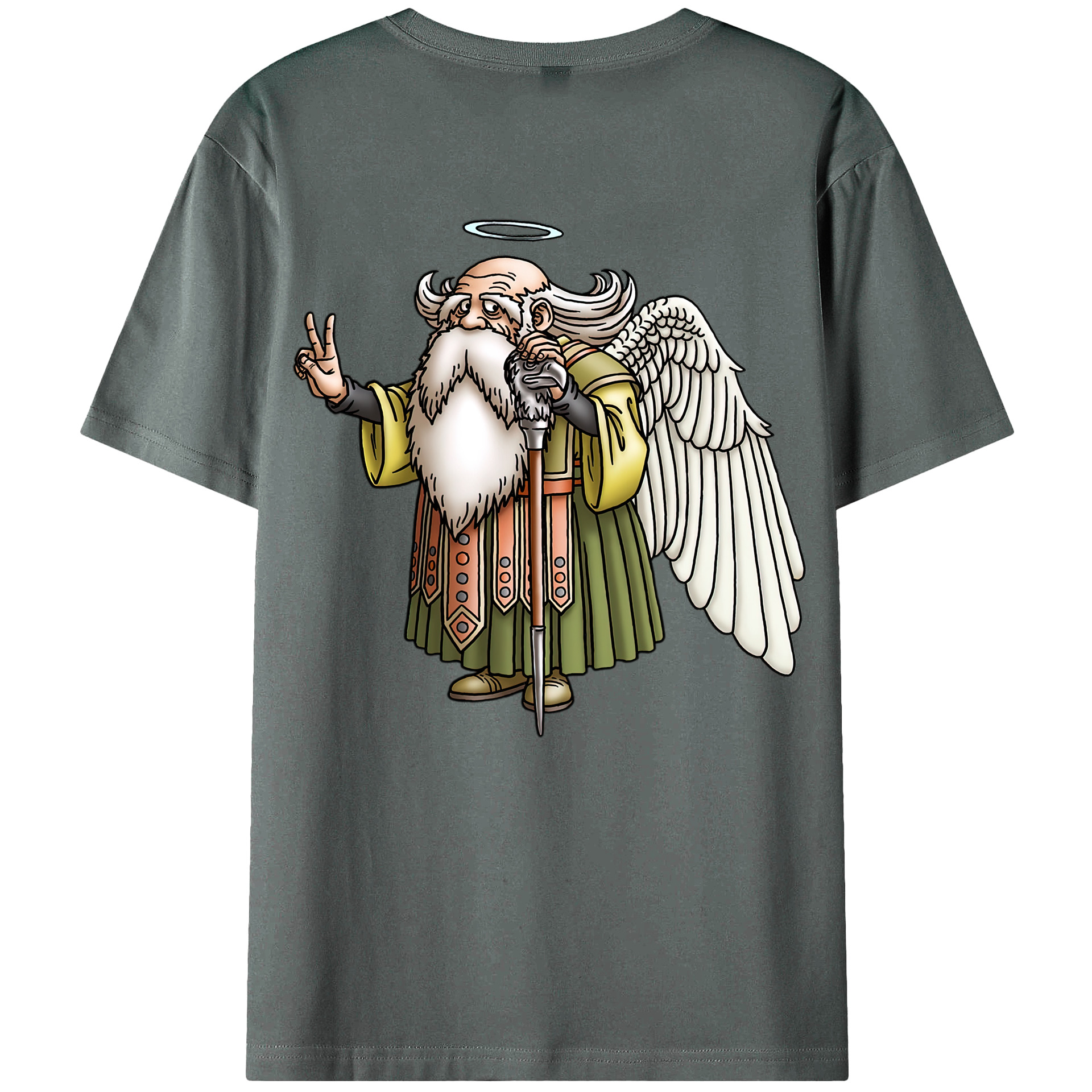 （画像用） ドラゴンクエスト Doragon Kuesuto Dragon Quest 綿100％ メンズ半袖Tシャツ（バックプリント） 通気性